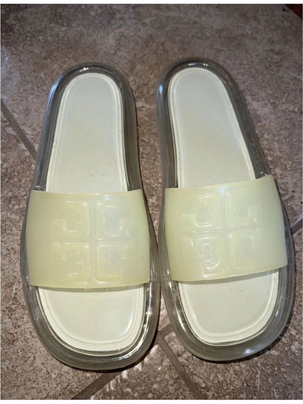 Tory Burch Cream Clear Jelly Slide Sandals size 7